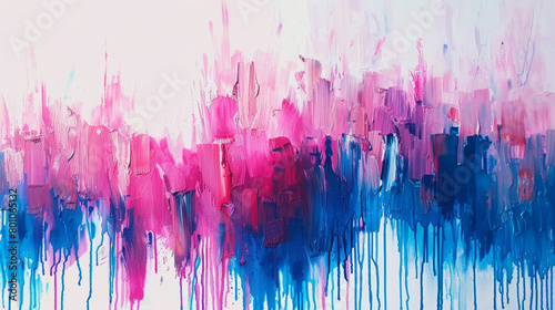 Cascading spectrum of neon pink and electric blue against a bright white base.