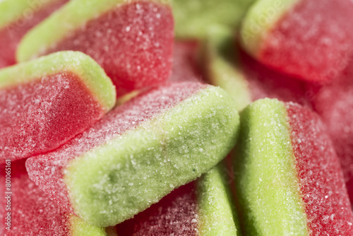 Gummy candies form of watermelon close up