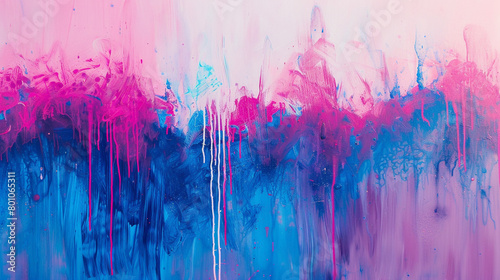 Cascading spectrum of neon pink and electric blue against a bright white base.