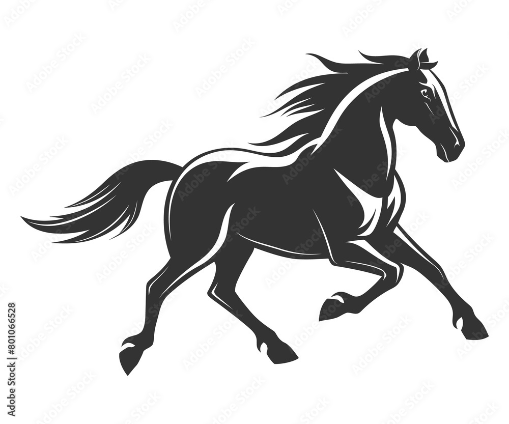 Black silhouette line horse on white background. Vector graphic. Logo animal, icon. Black silhouette line horse on white background. Vector graphic. Logo animal, icon.