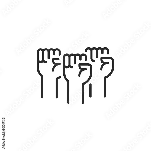 Raised Fists icon. Simple Raised Fists icon representing solidarity, unity, and collective strength. A powerful symbol for social movements, protests, and empowerment initiatives. Vector illustration