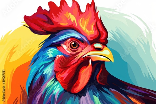 colorful chicken animal portrait illustration