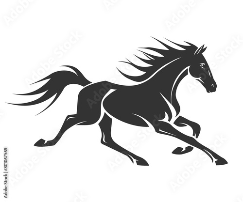 Black silhouette line horse on white background. Vector graphic. Logo animal  icon.