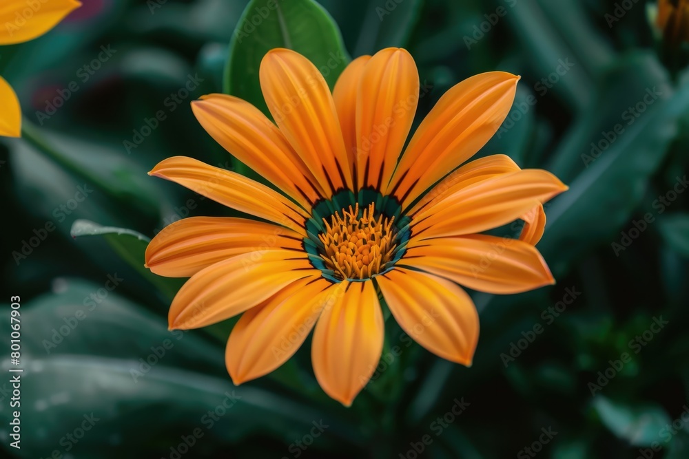 Bright Gazania in African Garden. Close-up Shot of Yellow and Orange Gazania Flower Bright Gazania in African Garden. Close-up Shot of Yellow and Orange Gazania Flower