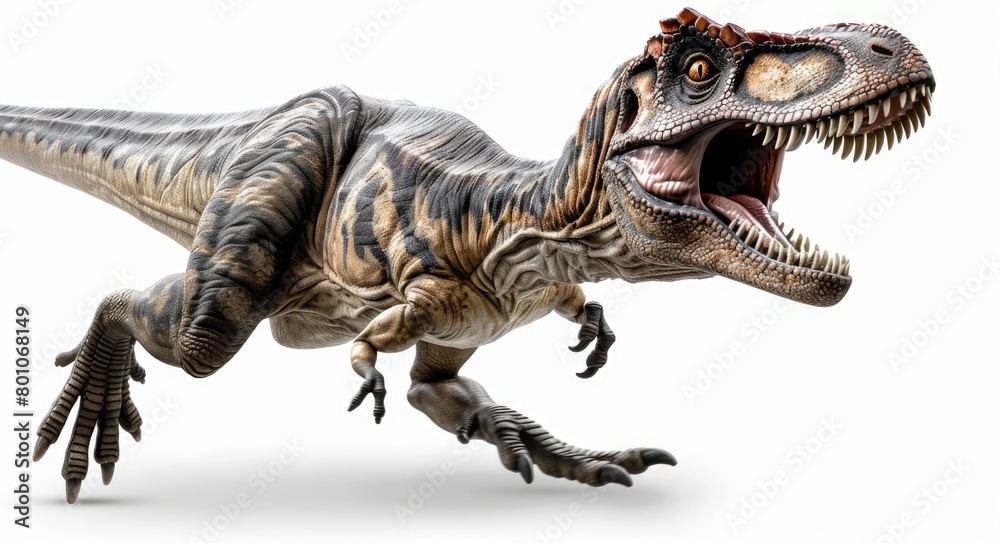 Dinosaur Roar - Velociraptor Roaring with Fierce Beauty on a Blank Background Dinosaur Roar - Velociraptor Roaring with Fierce Beauty on a Blank Background