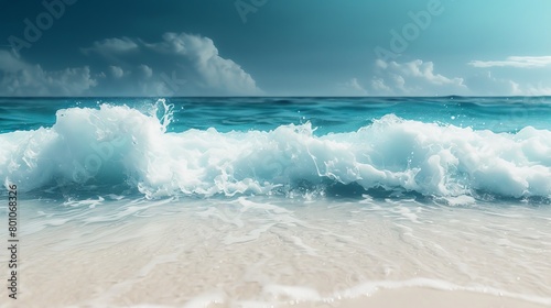 Abstract background concept day out beach ocean sea. An abstract style low level image of a beautiful pristine beach with white sand, ocean waves and a deep blue sea.