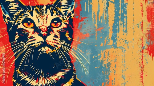 Retro cat pattern illustration poster background