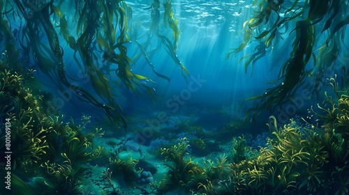 serene image of a kelp plants in the water