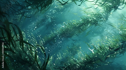 serene image of a kelp plants in the water photo