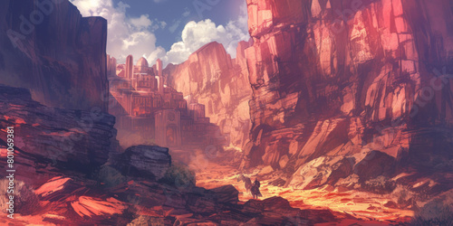 Fantasy Desert Mountains Landscape 8K AI art generated using Midjourney