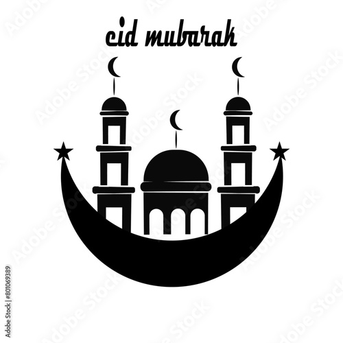 eid mubarak simple mosque logo theme,can be edited