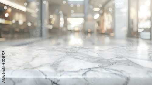 Wallpaper Mural Empty white marble stone table top and blur glass window interior cafe and restaurant banner mock up abstract background - can used for display or montage your products. Torontodigital.ca