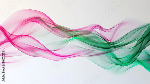 Cascading gradient waves in neon green and vibrant pink hues, set against a clean white background.