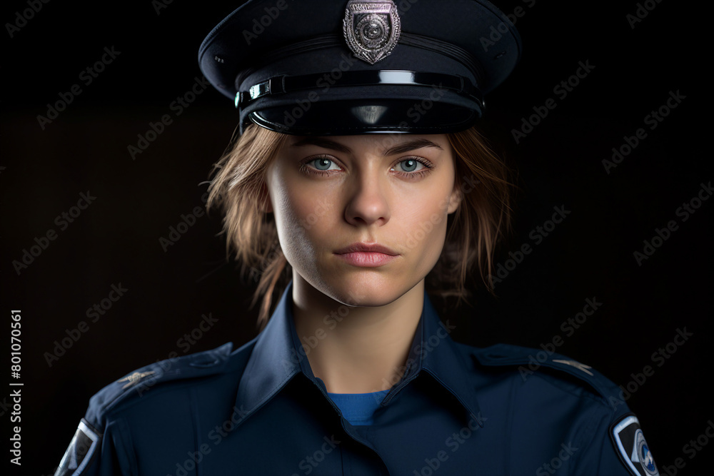 Fictional person Police man woman made with Ai generative technology serious face expression Fictional person Police man woman made with Ai generative technology serious face expression