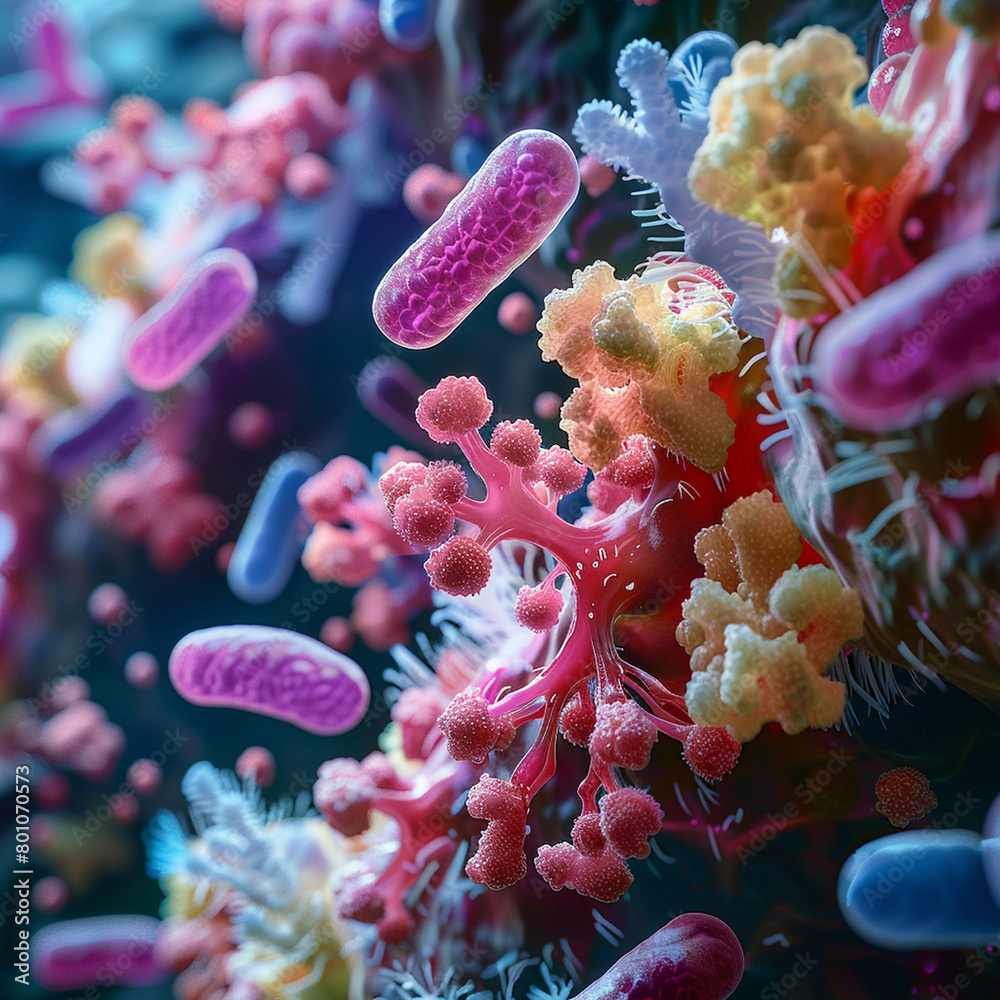 Fototapeta premium Abstract Bacteria inside the body under microscope