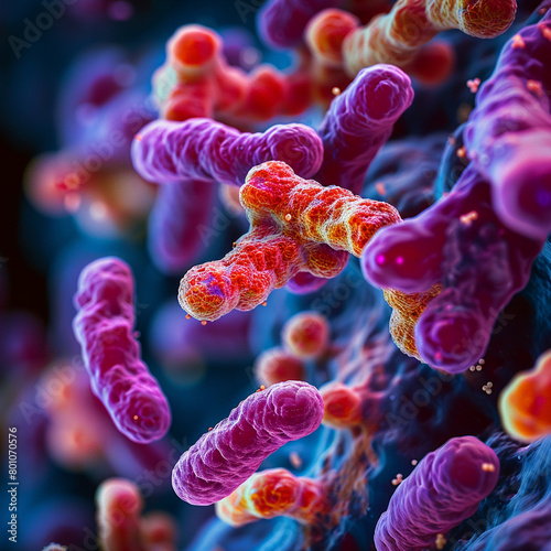 Abstract Bacteria inside the body under microscope