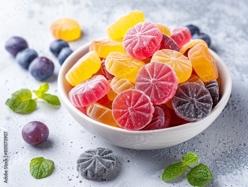 Supplement gummies are chewable candies that are infused with vitamins, photo