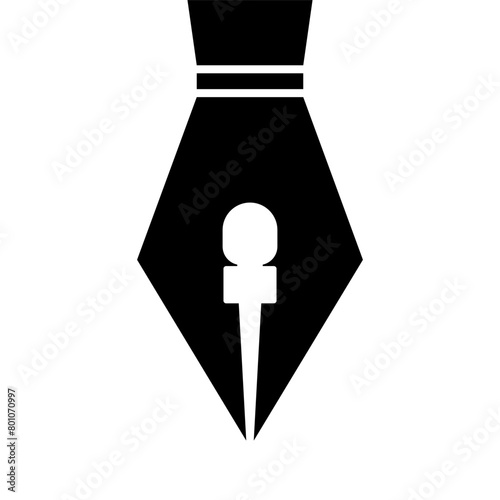 Vector illustration concept of mic in pen nib silhouette on transparent background
