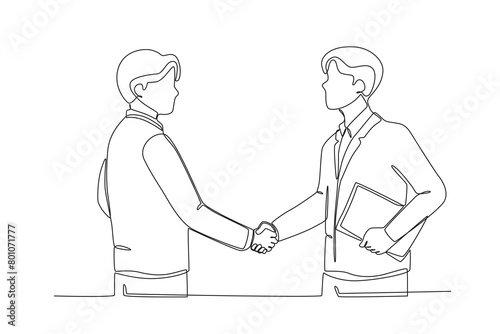 Continuous one line drawing about Colleagues working together and building good communication, Neighbor concept. Trendy one line drawing design vector illustration.
