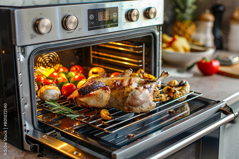 A toaster oven with convection heating, ensuring even cooking. A toaster oven with convection heating, ensuring even cooking.