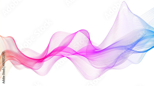 Capture the impact of 5G technology with vibrant gradient lines in a single wave style isolated on solid white background