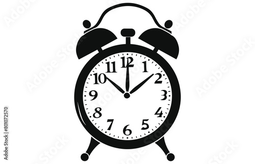 Alarm Clock Silhouette with a bell on legs Illustration.