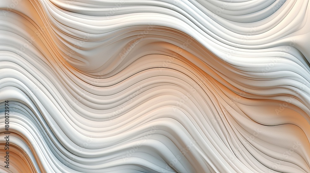 Abstract background with smooth crossing waves in white, blue and orange tones