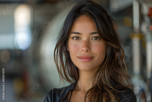 Wallpaper Mural Woman in Industrial Setting with Tough Leather Jacket Torontodigital.ca