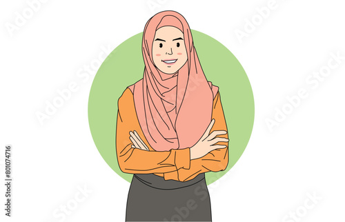 Portrait of a smiling Asian beauty in pink hijab