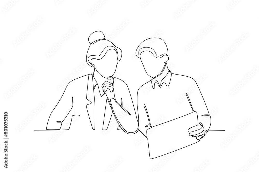 Continuous one line drawing about Colleagues working together and building good communication, Neighbor concept. Trendy one line drawing design vector illustration. Continuous one line drawing about Colleagues working together and building good communication, Neighbor concept. Trendy one line drawing design vector illustration.