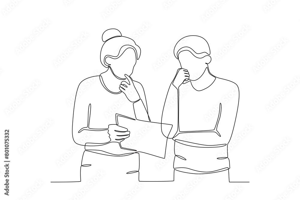 Continuous one line drawing about Colleagues working together and building good communication, Neighbor concept. Trendy one line drawing design vector illustration. Continuous one line drawing about Colleagues working together and building good communication, Neighbor concept. Trendy one line drawing design vector illustration.