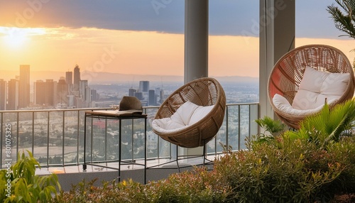 beach chair on a beach, "Artistic Retreat: A Modern Haven with City Views"