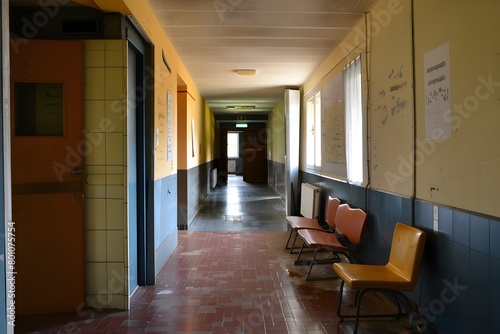 Empty Hallways of a Forgotten Vocational School Building