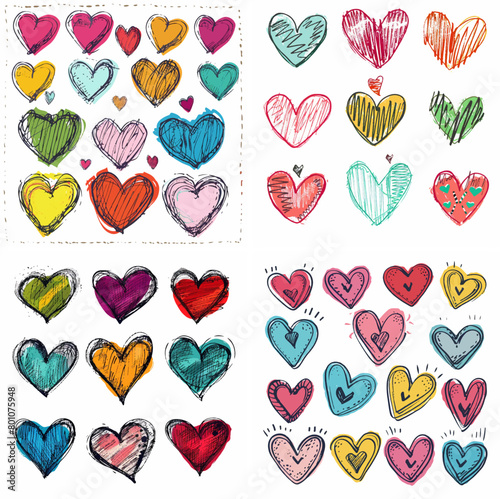 heart set draw ink stroke calligraphy romance valentine rough sketch doodle print wedding paint romantic graphic