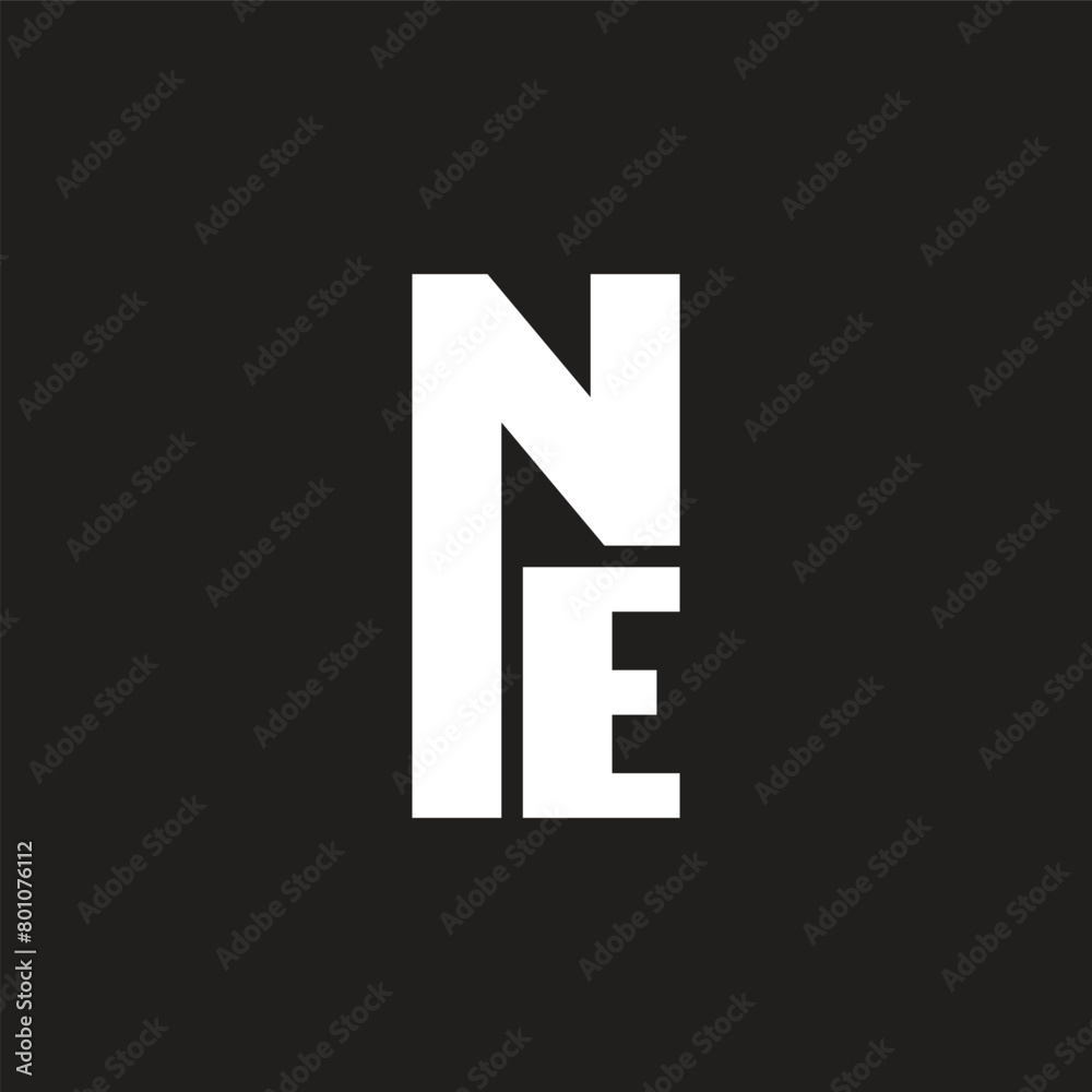 letter ne linked font monochrome logo vector letter ne linked font monochrome logo vector