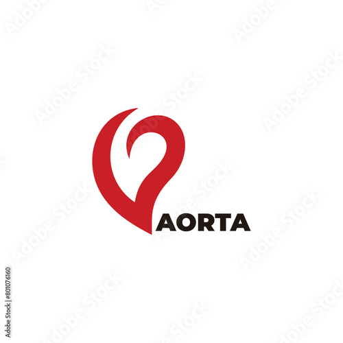 aorta heart red blood logo vector