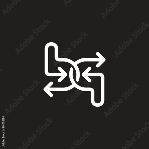 letter bq linked overlap arrows linear logo vector