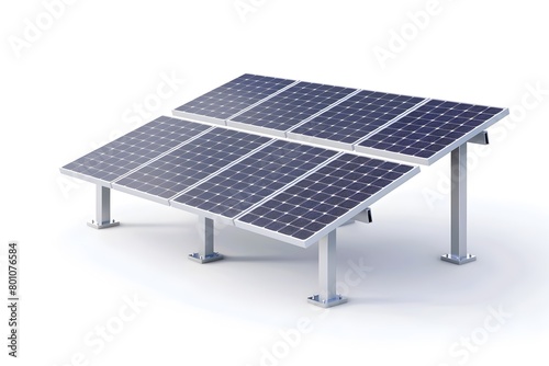 Isometric Solar Power Panel System on White Background