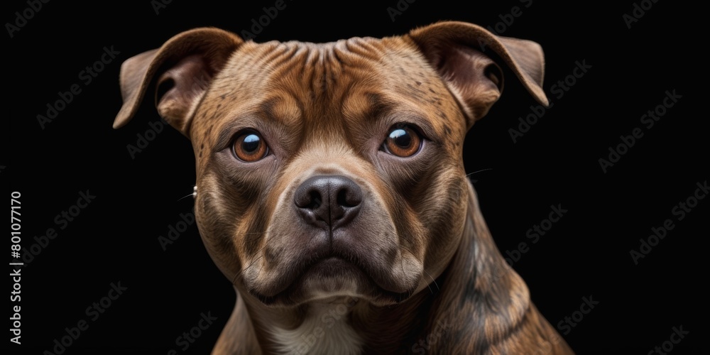 Close-up photo of a staffordshire bull terrier Close-up photo of a staffordshire bull terrier