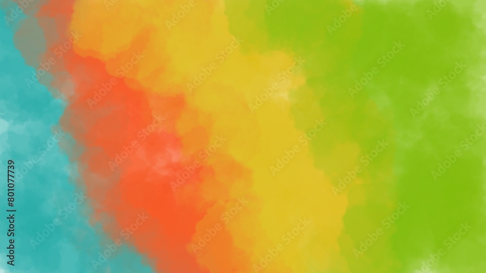 watercolor abstract background using gradients of blue, orange, yellow, green. suitable for banners, templates, presentations, banners, greeting cards, large spaces, banners.