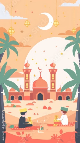 Flat background for islamic eid al-adha celebration