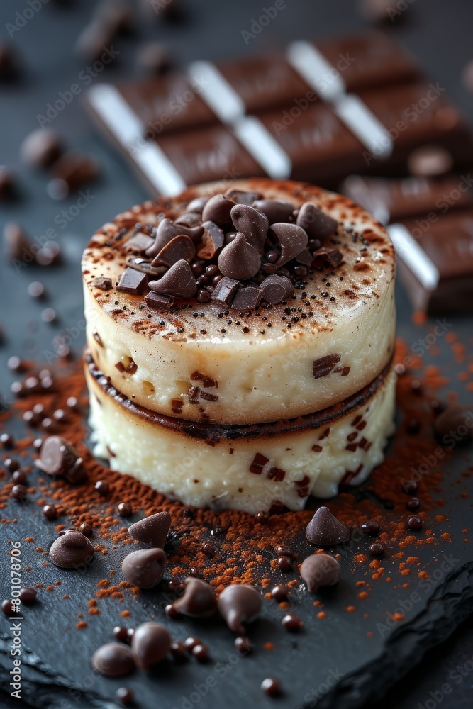 Japanese Dorayaki pancake covered with chocolate mousse toped with chocolate Japanese Dorayaki pancake covered with chocolate mousse toped with chocolate