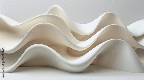 An organic and wave-like form with a supple 3D curve isolated on solid white background. photo