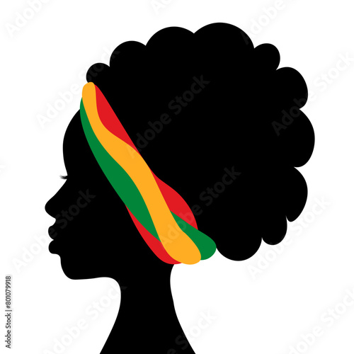 Black profile Faces of African American women with red  yellow and green headbands. Black History Month. Juneteenth Day of Freedom. Day of racial equality  freedom  human rights. Vector illustration