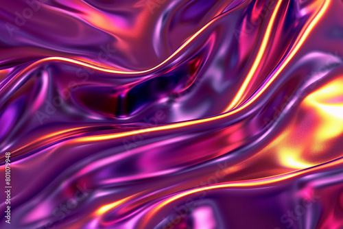 3d pink and purple fluid abstract background, holographic foil, metallic texture, liquid metal surface