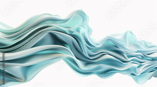 An organic and fluid wave with a harmonious 3D shape isolated on solid white background.