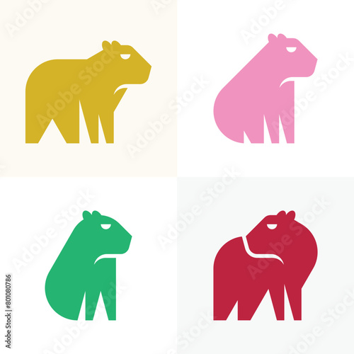 Set of Capybara logo. Icon design. Template elements