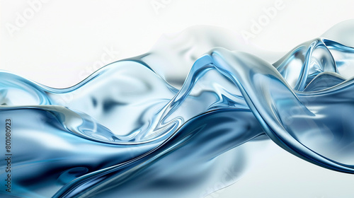 An organic and fluid wave with a harmonious 3D shape isolated on solid white background.