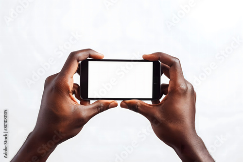 mockup of a close-up of a man holding a mobile