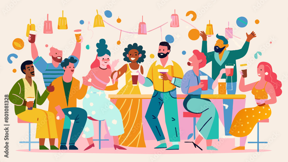 Fototapeta premium Joyful Multicultural Friends Celebrating at a Vibrant Party Gathering